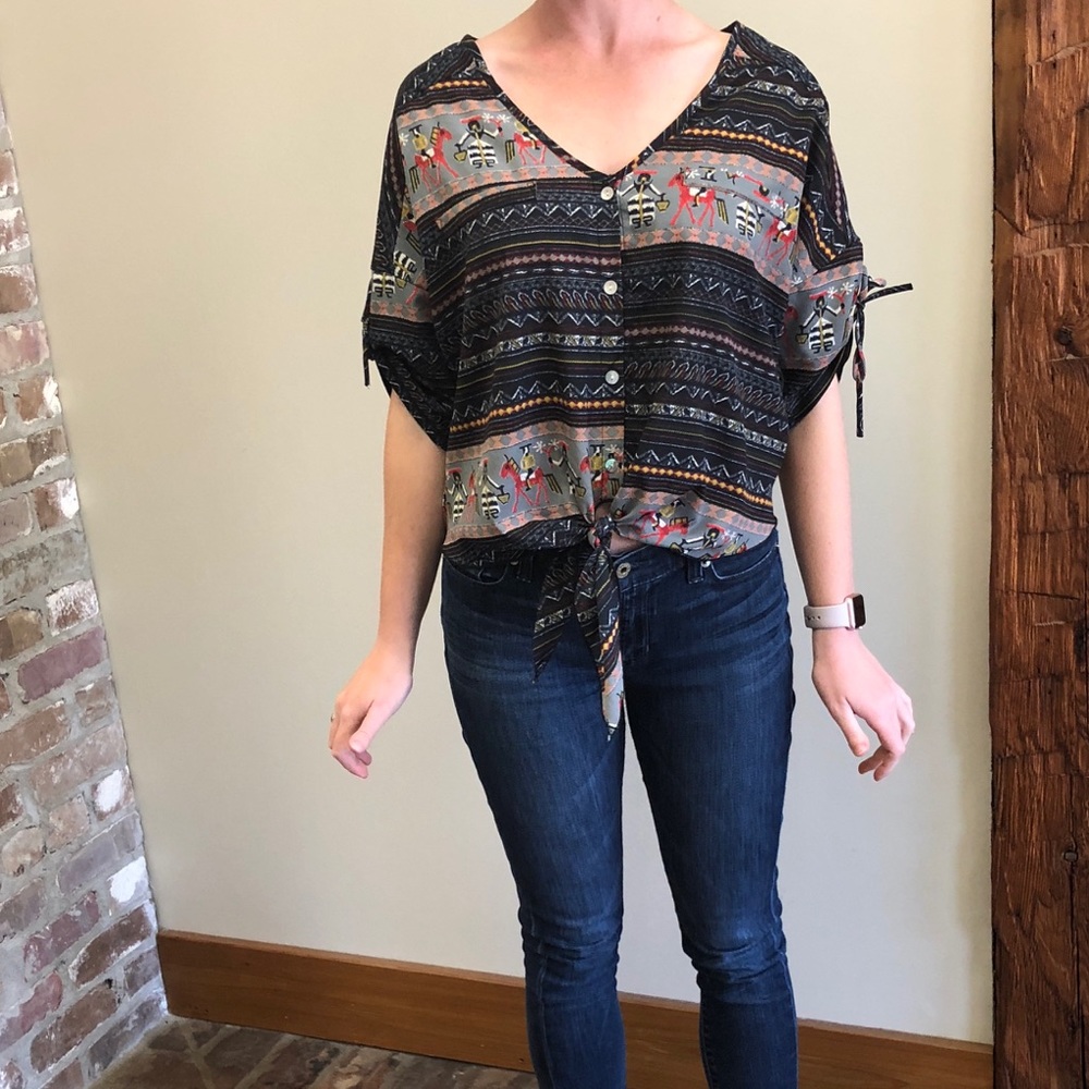 Aztec Print Crop Top